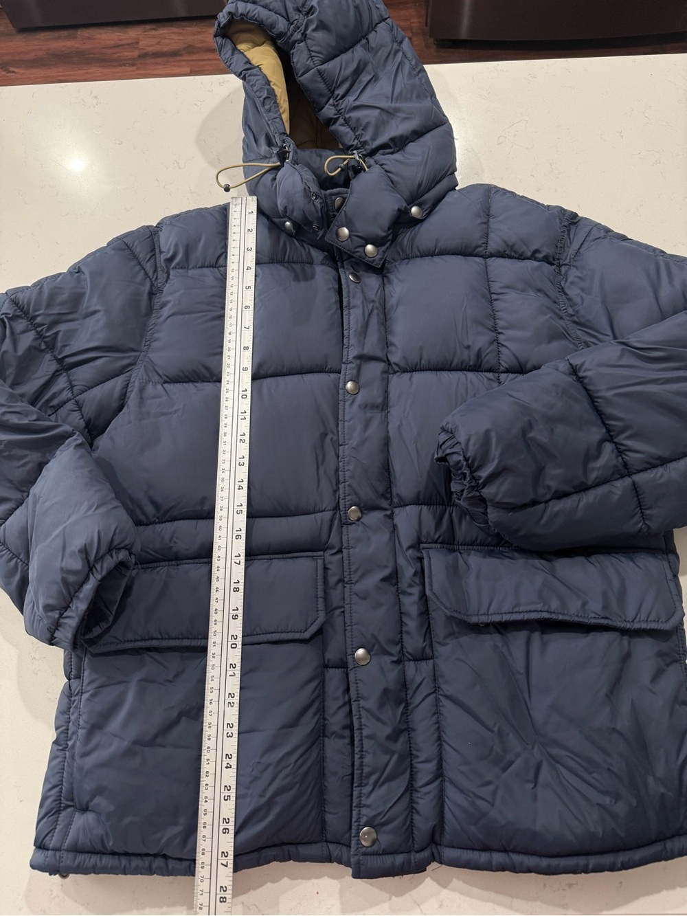 J.Crew Nordic Men's Navy Hooded Puffer Jacket - Insulated Winter Coat. Large - Picture 3 of 9